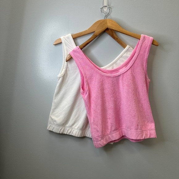 Black Tape Swim suit cover cropped tank top 2piece bundle Pink and White size S - Picture 1 of 13